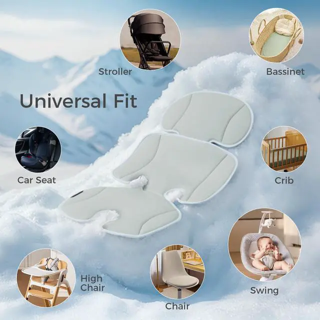 Alt view image 4 of 7 - Universal Stroller Cooling Pad, Detachable 2-Piece Cushion
