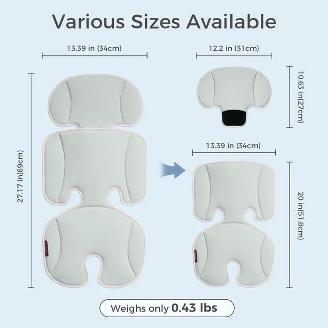 Alt view image 5 of 7 - Universal Stroller Cooling Pad, Detachable 2-Piece Cushion