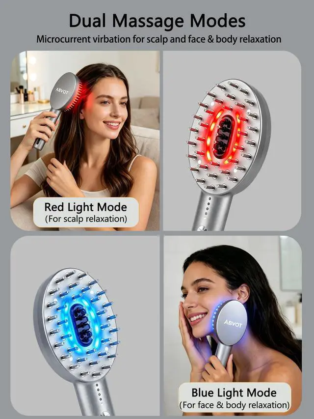Alt view image 3 of 7 - 3-in-1 Electric Scalp Massager Brush, Vibrating Scalp Massager Comb with Hair Oil Applicator for Scalp/Face/Body Relaxation, Portable Massager Tool for Home & Travel, Gift for Men & Women (Grey)