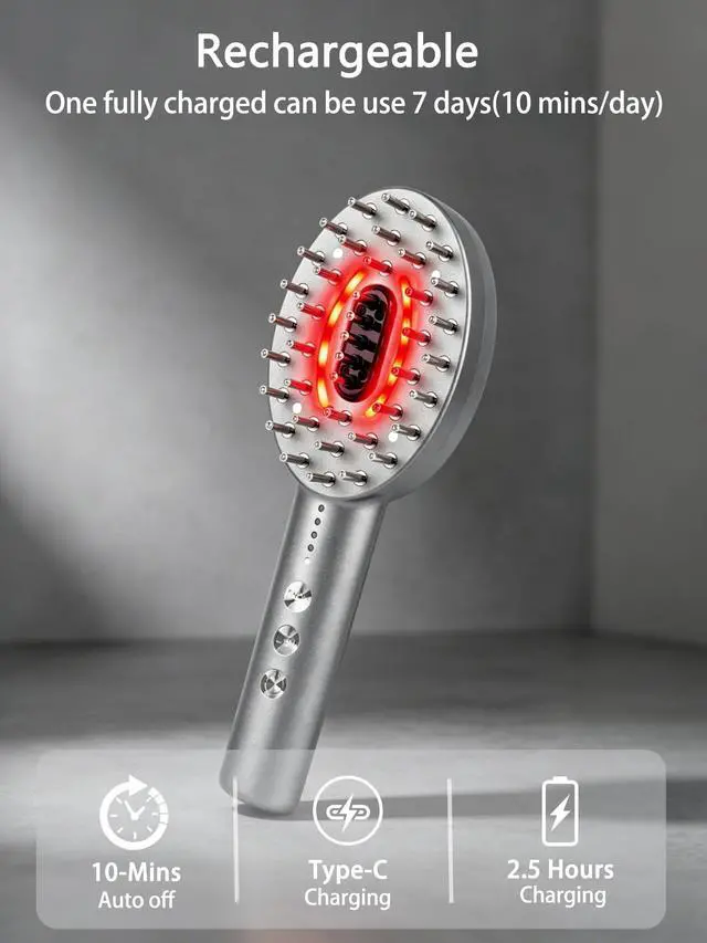 Alt view image 5 of 7 - 3-in-1 Electric Scalp Massager Brush, Vibrating Scalp Massager Comb with Hair Oil Applicator for Scalp/Face/Body Relaxation, Portable Massager Tool for Home & Travel, Gift for Men & Women (Grey)