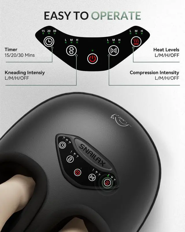 Alt view image 2 of 7 - Shiatsu Foot Massager with Heat, Deep Kneading Rolling Compression Feet Massager for Plantar Fasciitis Neuropathy, 3 Heating Levels,3 Timer Option Fits Size up to 14 Gifts for Men,Women