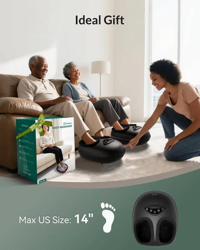 Alt view image 7 of 7 - Shiatsu Foot Massager with Heat, Deep Kneading Rolling Compression Feet Massager for Plantar Fasciitis Neuropathy, 3 Heating Levels,3 Timer Option Fits Size up to 14 Gifts for Men,Women
