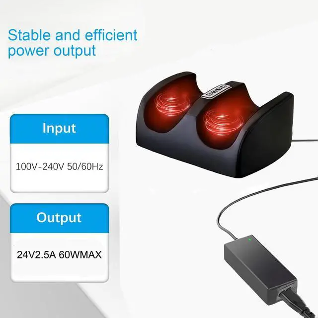 Alt view image 2 of 7 - 24V Foot Massager Charger for Cloud Massage Shiatsu Foot Massage Machine 9486098094, for Shiatsu Foot Massager Deep Kneading Machine with Heat Therapy Replace XH2400-2500 XH24002500