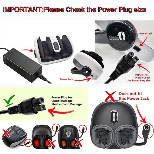 Alt view image 5 of 7 - 24V Foot Massager Charger for Cloud Massage Shiatsu Foot Massage Machine 9486098094, for Shiatsu Foot Massager Deep Kneading Machine with Heat Therapy Replace XH2400-2500 XH24002500