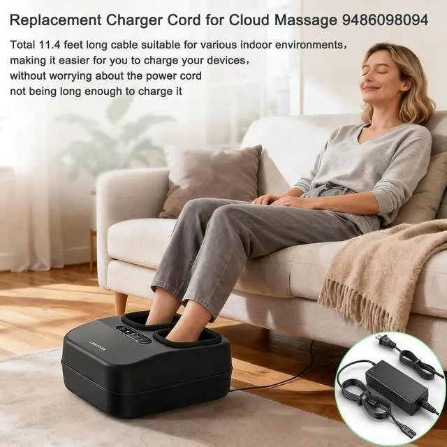 Alt view image 7 of 7 - 24V Foot Massager Charger for Cloud Massage Shiatsu Foot Massage Machine 9486098094, for Shiatsu Foot Massager Deep Kneading Machine with Heat Therapy Replace XH2400-2500 XH24002500