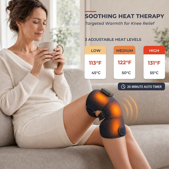 Alt view image 5 of 7 - Knee Massager with Heat and red Light Therapy, Vibration 3-in-1