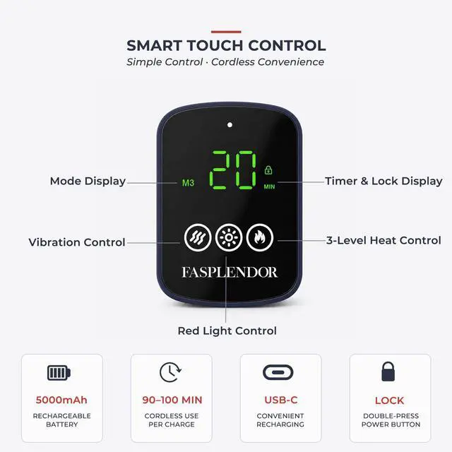 Alt view image 7 of 7 - Knee Massager with Heat and red Light Therapy, Vibration 3-in-1