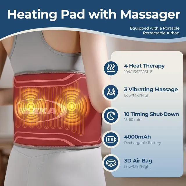 Alt view image 6 of 7 - 3D Airbag Heating Pad for Back with Auto-Inflatable Massage