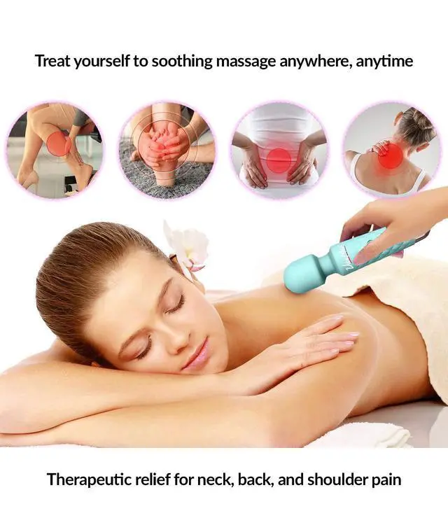 Alt view image 3 of 5 - Rechargeable Personal Massager - Powerful Multi Speed Vibration - Whisper Quiet - Waterproof - for Muscle Tension Relief in Neck, Back, Shoulders, Legs and Feet - Turquoise