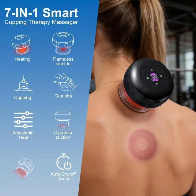 Alt view image 2 of 7 - 2Pack 7-in-1 Electric Cupping Set, 12 Levels Cupping Kit Massage for Targeted Pain Relief, Knots, Aches, Muscle Soreness (Black&Black)