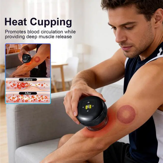 Alt view image 3 of 7 - 2Pack 7-in-1 Electric Cupping Set, 12 Levels Cupping Kit Massage for Targeted Pain Relief, Knots, Aches, Muscle Soreness (Black&Black)