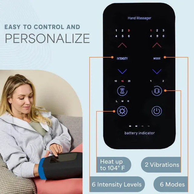Alt view image 3 of 7 - Legra Hand Massager with Heat and Compression & Cordless Design