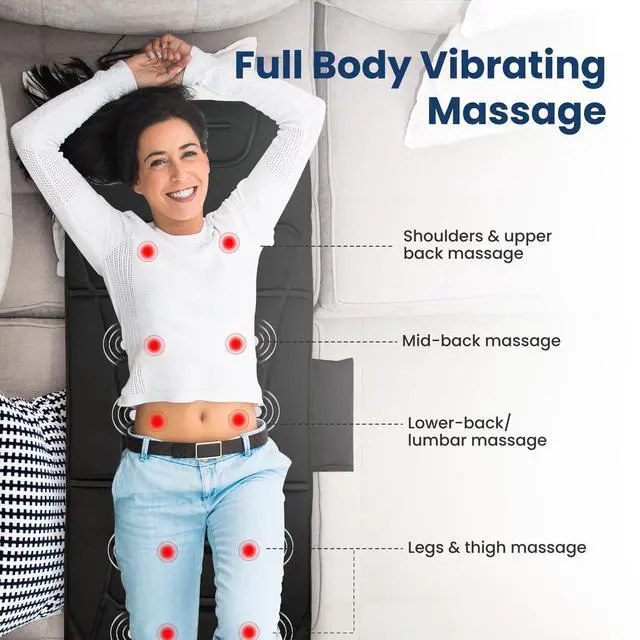 Alt view image 4 of 7 - Full Body Massage Mat with Heat, Back Massager with 10 Vibration Motors, 4 Heating Zones, Foldable Relaxation Pad for 3 Adjustable Intensity Vibration Massage Only, Gift for Men Women