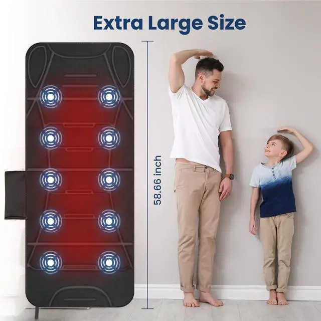 Alt view image 5 of 7 - Full Body Massage Mat with Heat, Back Massager with 10 Vibration Motors, 4 Heating Zones, Foldable Relaxation Pad for 3 Adjustable Intensity Vibration Massage Only, Gift for Men Women