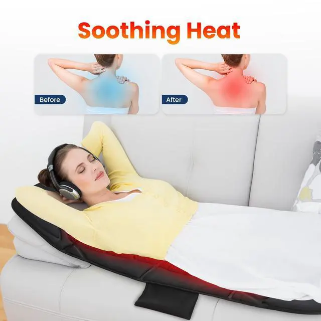 Alt view image 3 of 7 - Full Body Massage Mat with Heat, Back Massager with 10 Vibration Motors, 4 Heating Zones, Foldable Relaxation Pad for 3 Adjustable Intensity Vibration Massage Only, Gift for Men Women