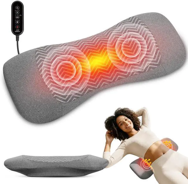 Main image of 3-in-1 Rechargeable Electric Lumbar Support Pillow, Triple Support Air Lift Back Massager with Heat & Vibration, Adjustable Height Wide Waist Cushion for Bed & Chair, Smooth Spine Comfort Design