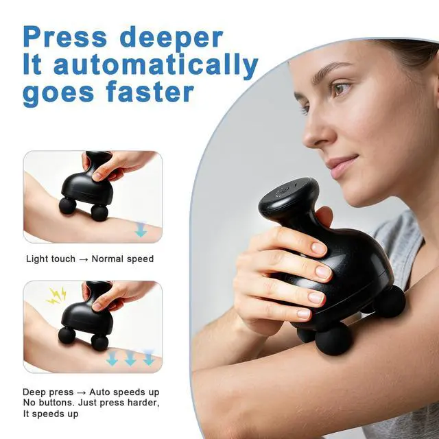 Alt view image 3 of 7 - 4 Heads Handheld Massage Gun Deep Tissue, Electric Body Massager, Percussion Muscle Massager for Easing Shoulder and Back Tension, with Reverse Thrust Function