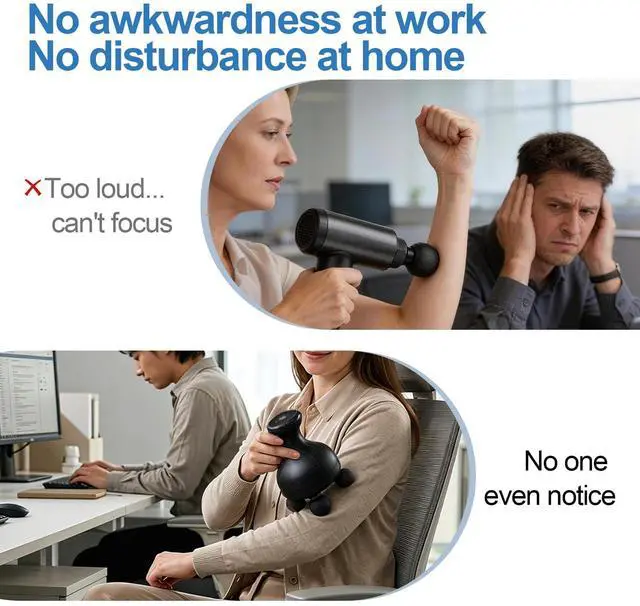 Alt view image 7 of 7 - 4 Heads Handheld Massage Gun Deep Tissue, Electric Body Massager, Percussion Muscle Massager for Easing Shoulder and Back Tension, with Reverse Thrust Function