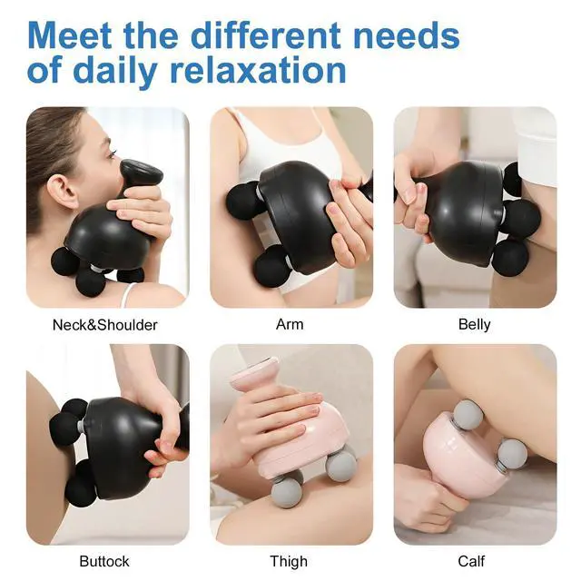Alt view image 6 of 7 - 4 Heads Handheld Massage Gun Deep Tissue, Electric Body Massager, Percussion Muscle Massager for Easing Shoulder and Back Tension, with Reverse Thrust Function