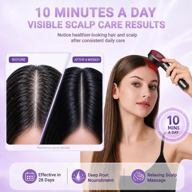 Alt view image 2 of 7 - Electric Scalp Massager, Rechargeable 3-in-1 Hair Oil Applicator, IPX7 Waterproof Scalp Scrubber, Portable Head Massager Scalp Brush for Home & Travel (Grey)