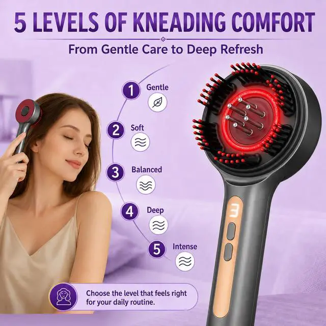 Alt view image 5 of 7 - Electric Scalp Massager, Rechargeable 3-in-1 Hair Oil Applicator, IPX7 Waterproof Scalp Scrubber, Portable Head Massager Scalp Brush for Home & Travel (Grey)