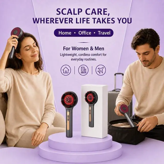 Alt view image 7 of 7 - Electric Scalp Massager, Rechargeable 3-in-1 Hair Oil Applicator, IPX7 Waterproof Scalp Scrubber, Portable Head Massager Scalp Brush for Home & Travel (Grey)