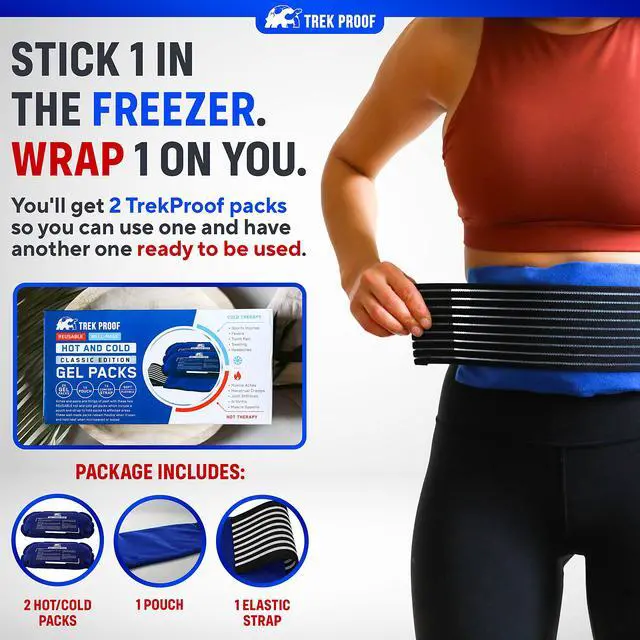 Alt view image 3 of 7 - Ice Packs for Injuries Reusable (3-Piece Set) Hot and Cold Ice Pack Therapy Gel Wrap Support Supports Recovery, Joint and Muscle Pain Knees, Back & More (3 Piece Set - Classic)