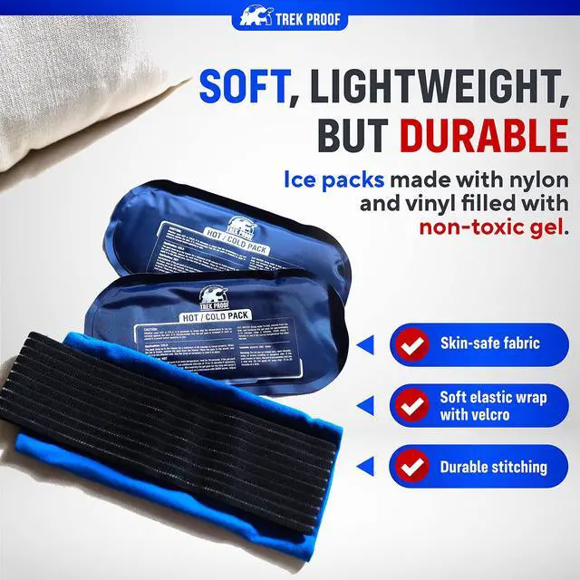 Alt view image 2 of 7 - Ice Packs for Injuries Reusable (3-Piece Set) Hot and Cold Ice Pack Therapy Gel Wrap Support Supports Recovery, Joint and Muscle Pain Knees, Back & More (3 Piece Set - Classic)