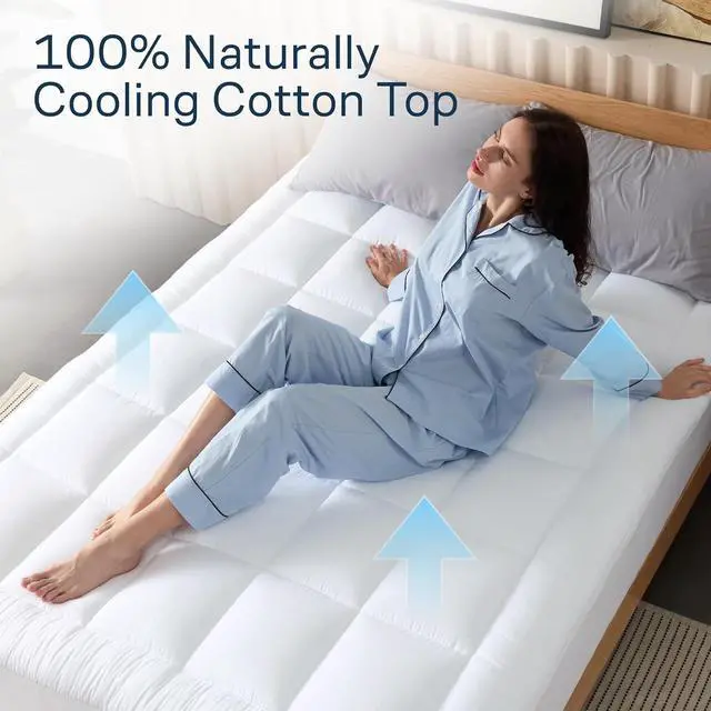 Alt view image 3 of 7 - 100% Cotton Top Cooling Mattress Topper - King Size