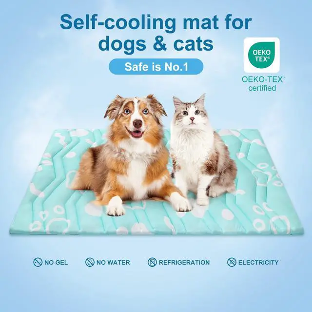 Alt view image 3 of 7 - Upgrade Dog Cooling Mat Extra Large, Reversible Self-Cooling Mat for Dogs, Thicken Pet Ice Cool Pad Blanket for Summer Kennel Sofa Bed Floor Car Seat, Machine Washable&Foldable, 48"x28"