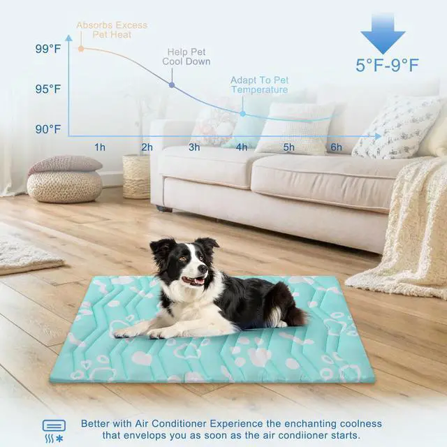 Alt view image 2 of 7 - Upgrade Dog Cooling Mat Extra Large, Reversible Self-Cooling Mat for Dogs, Thicken Pet Ice Cool Pad Blanket for Summer Kennel Sofa Bed Floor Car Seat, Machine Washable&Foldable, 48"x28"