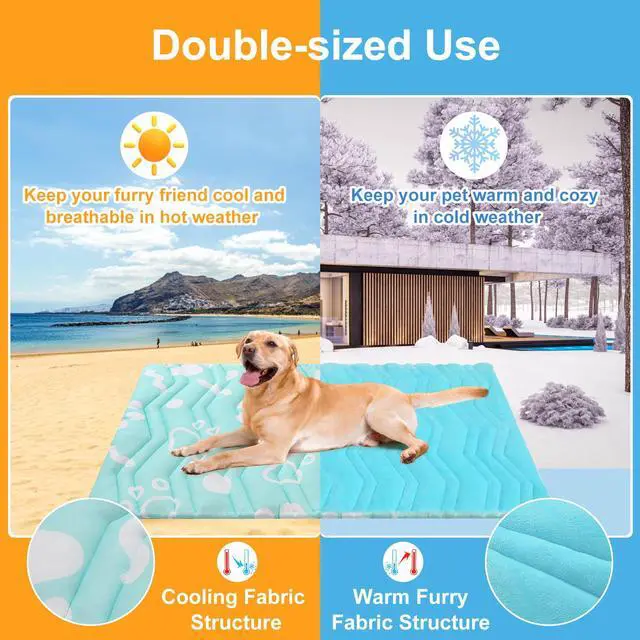 Alt view image 6 of 7 - Upgrade Dog Cooling Mat Extra Large, Reversible Self-Cooling Mat for Dogs, Thicken Pet Ice Cool Pad Blanket for Summer Kennel Sofa Bed Floor Car Seat, Machine Washable&Foldable, 48"x28"