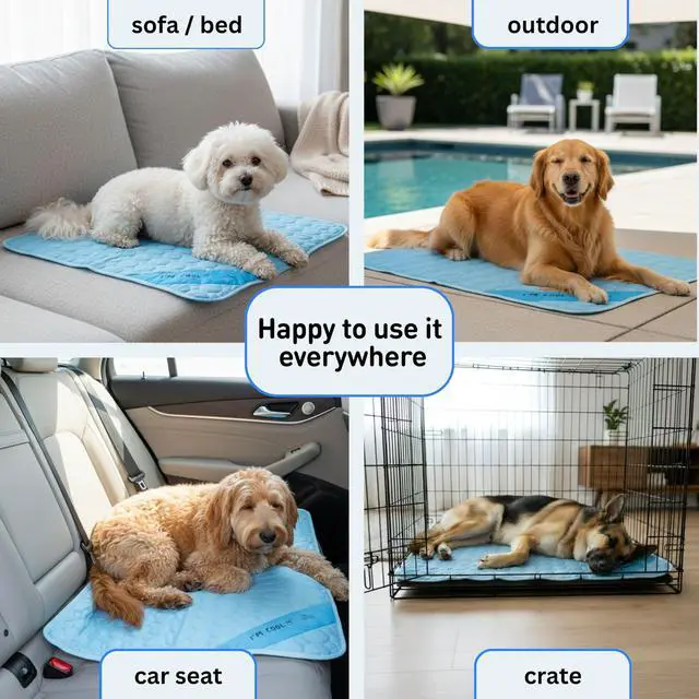 Alt view image 5 of 7 - Dog Cooling Mat, Indoor & Outdoor, Large Self Cooling Pad
