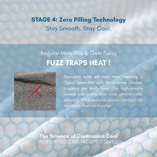 Alt view image 5 of 7 - FrostPro Dog Cooling Mat, Scratch Resistant Stain Resistant QMAX>0.5 Dog Cooling Pad for Small to Medium Dogs, Self Cooling Mat for Dogs, No Water or Electricity Needed, Blue, Medium, 26"x20"