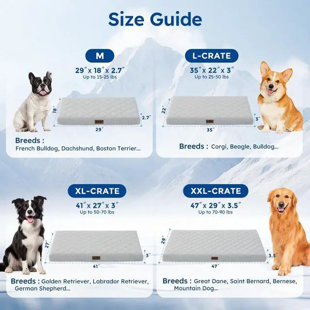 Alt view image 2 of 7 - Cooling Dog Bed for Crate, Q-Max>0.5 Cooling Mat with Removable Washable Cover, Orthopedic Egg Crate Foam Summer Pad for Extra Large Dogs, 41x27 Inch, Grey