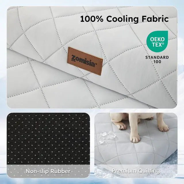 Alt view image 5 of 7 - Cooling Dog Bed for Crate, Q-Max>0.5 Cooling Mat with Removable Washable Cover, Orthopedic Egg Crate Foam Summer Pad for Extra Large Dogs, 41x27 Inch, Grey