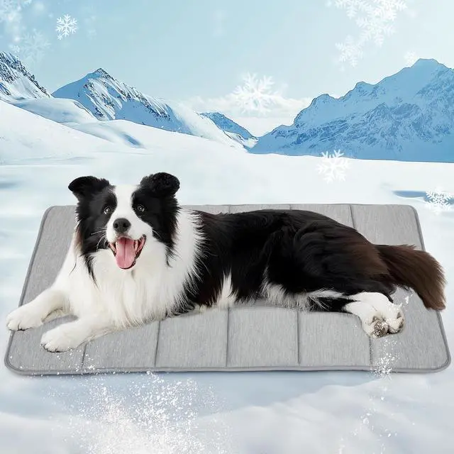 Main image of Dog Cooling Mat for Large Dogs 35"x23" Orthopedic Memory Foam Pad for Summer, Hot Weather & Joint Relief | Washable, Non-Slip Crate Mat for Senior Dogs, Travel & Home (Grey)