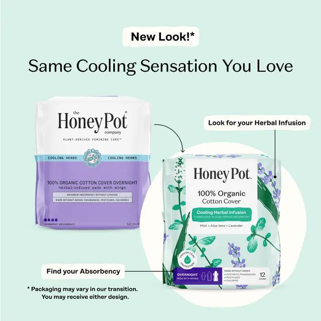 Alt view image 2 of 7 - - Cooling Herbal - Overnight - Pads for Women