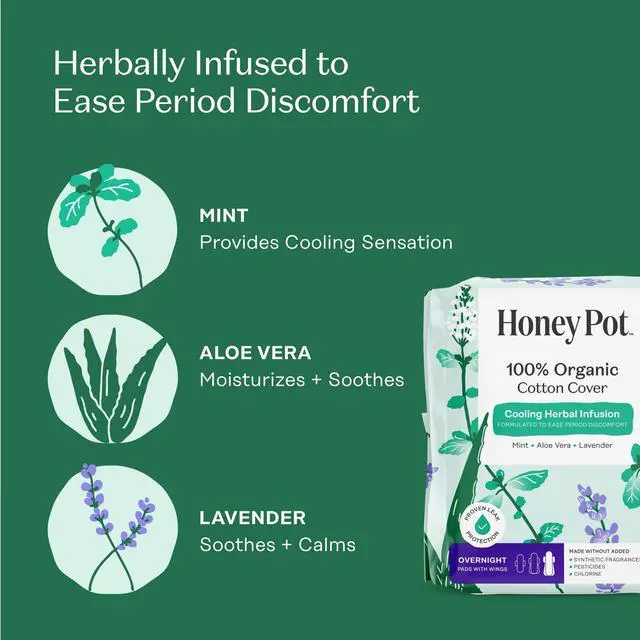 Alt view image 3 of 7 - - Cooling Herbal - Overnight - Pads for Women