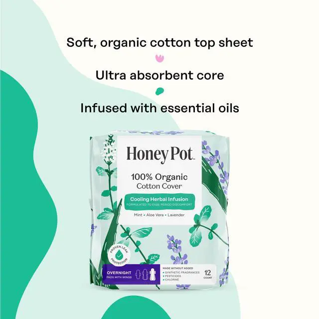 Alt view image 4 of 7 - - Cooling Herbal - Overnight - Pads for Women