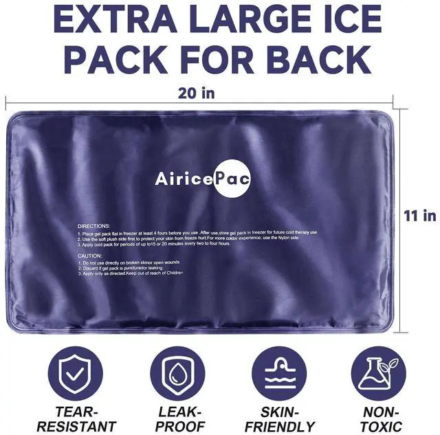 Alt view image 6 of 7 - Extra Large Gel Flexible Back Ice Packs for Injuries Reusable, 11x 20 Cold Pack Wrap for Knee Leg Neck Shoulder Hip Back Pain Relief, Cold Compress Therapy for Swelling, Bruises, Surgery
