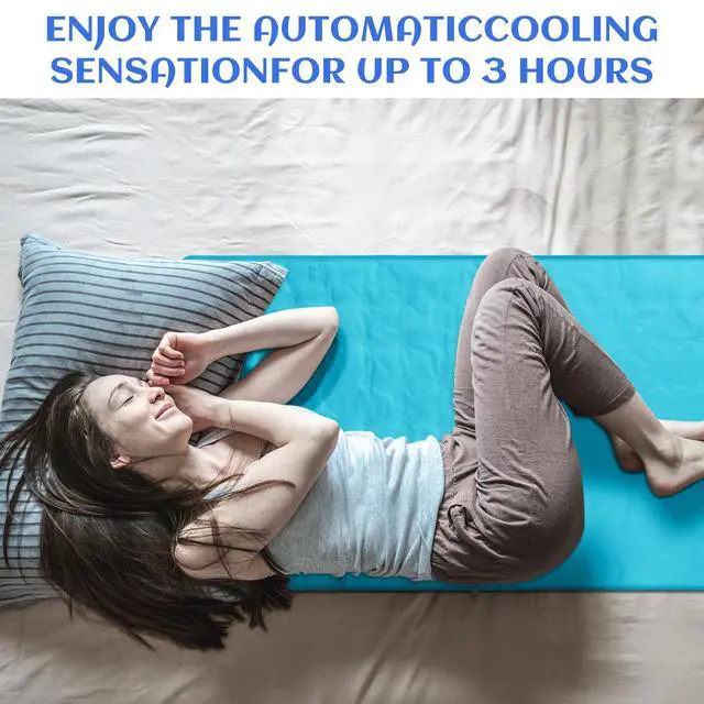 Alt view image 2 of 7 - Cooling Pad Mat for Bed Cooling Mattress Pad Gel for Sleep, Summer Hot Flashes, Adult, Pets, No Water or Electricity Required(Plain,48 x 28 Inch,Light Blue)