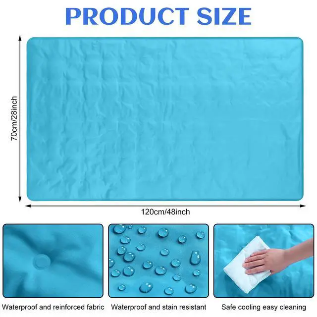 Alt view image 3 of 7 - Cooling Pad Mat for Bed Cooling Mattress Pad Gel for Sleep, Summer Hot Flashes, Adult, Pets, No Water or Electricity Required(Plain,48 x 28 Inch,Light Blue)