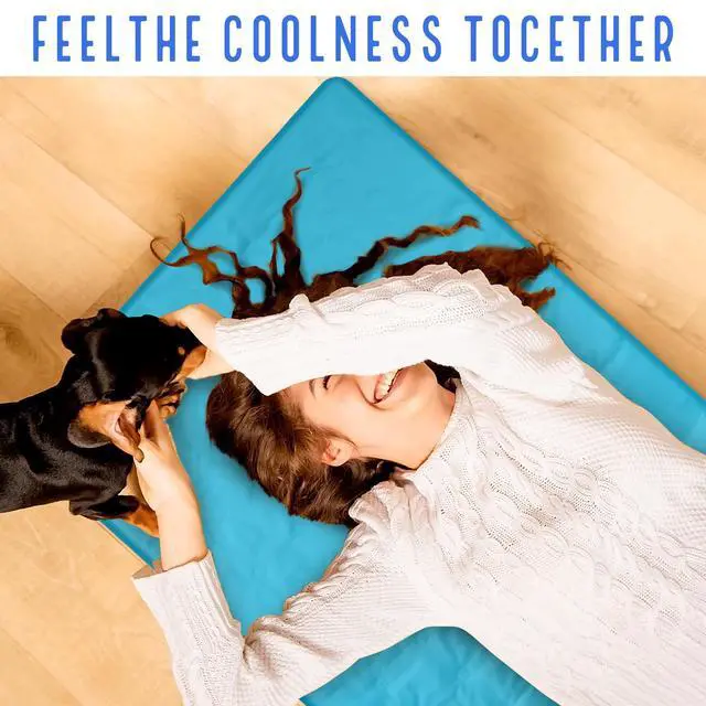 Alt view image 6 of 7 - Cooling Pad Mat for Bed Cooling Mattress Pad Gel for Sleep, Summer Hot Flashes, Adult, Pets, No Water or Electricity Required(Plain,48 x 28 Inch,Light Blue)