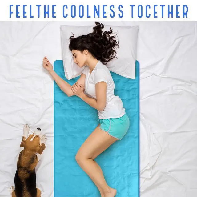 Alt view image 7 of 7 - Cooling Pad Mat for Bed Cooling Mattress Pad Gel for Sleep, Summer Hot Flashes, Adult, Pets, No Water or Electricity Required(Plain,48 x 28 Inch,Light Blue)