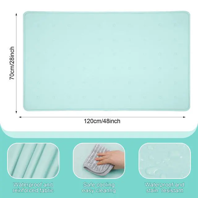 Alt view image 2 of 6 - Cooling Pad Mat for Bed Cooling Mattress Pad Gel for Sleep, Summer Hot Flashes, Adult, Pets, No Water or Electricity Required(Plain,47 x 27.5 Inch,Light Blue)