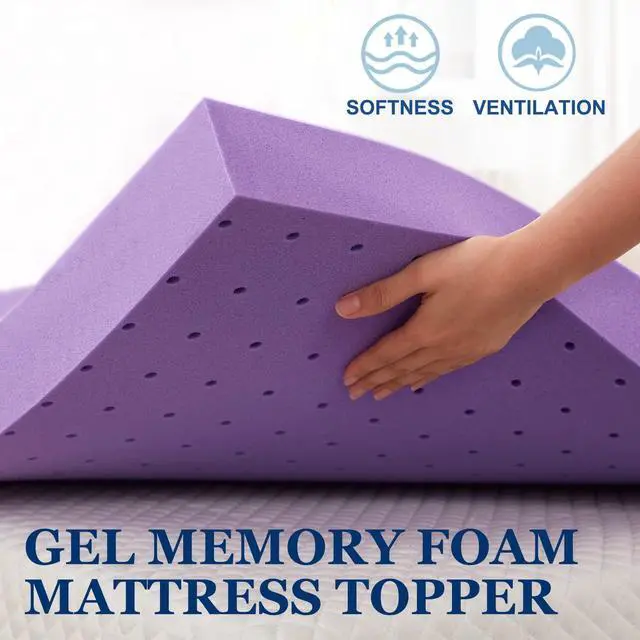Alt view image 2 of 7 - 2 Inch Gel Memory Foam Mattress Topper Ventilated Soft Pressure Relieve Mattress Pad, Breathable Bed Topper, CertiPUR-US Certified, Twin Size