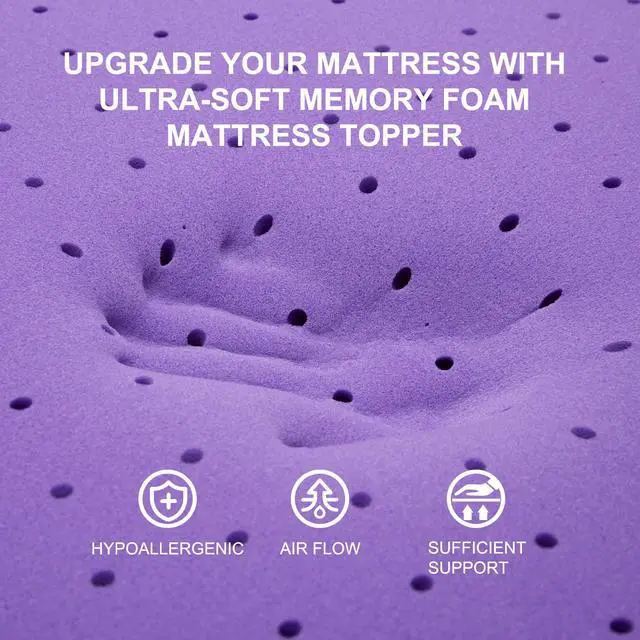 Alt view image 3 of 7 - 2 Inch Gel Memory Foam Mattress Topper Ventilated Soft Pressure Relieve Mattress Pad, Breathable Bed Topper, CertiPUR-US Certified, Twin Size