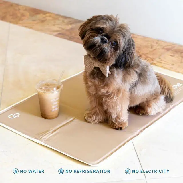 Alt view image 5 of 6 - Cool Pet Pad - Large, Iced Latte - Self-Cooling, Pressure Activated Mat for Dogs & Cats from 46-80 lbs - Non-Toxic Gel, No Water Needed