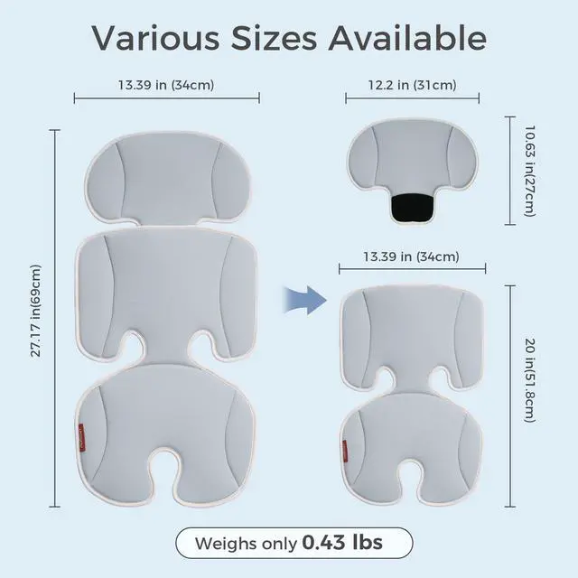 Alt view image 3 of 7 - Universal Stroller Cooling Pad, Detachable 2-Piece Cushion